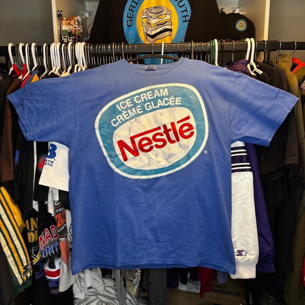 Vintage Nestle Drumstick Ice Cream Promo T Shirt Double Sided Hanes Heavyweight
